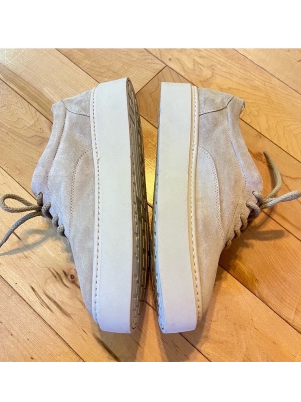 Aquatalia NEW Lora Soft Suede Lace Up Beige Sneakers size 37 - Picture 4 of 9